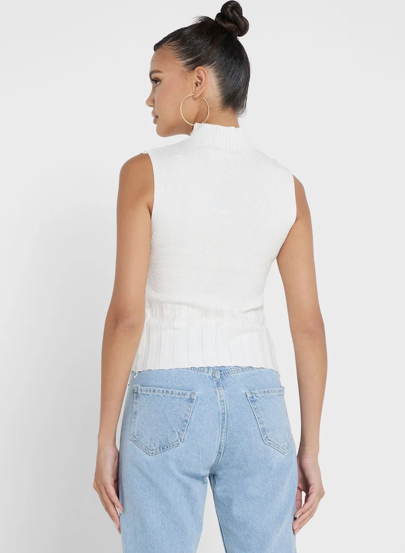 Ginger High Neck Ribbed Top