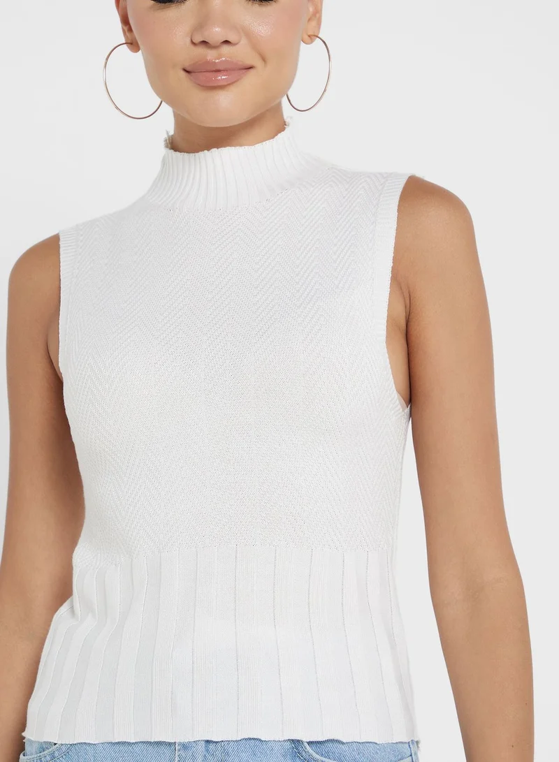 Ginger High Neck Ribbed Top