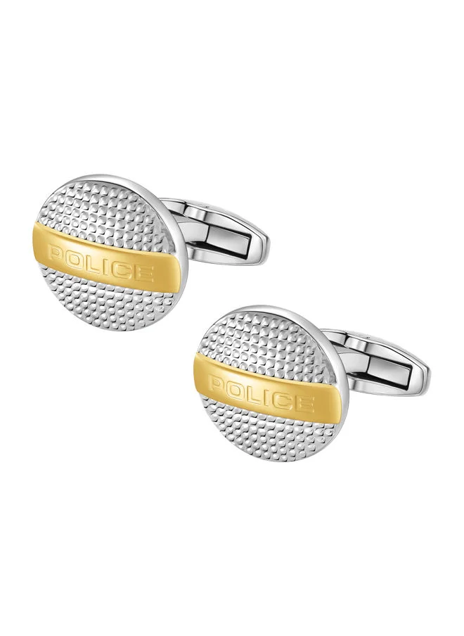 بوليس POLICE - Withstand Cufflink For Men Stainless Steel & Gold Plated Texture - PEAGC0004505