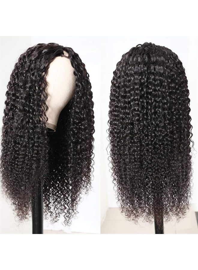 UNICE Curly U Part Wig Human Hair 4x1 inch Small Leave Out, Brazilian Glueless Human Hair Upart Wig Beginner Friendly No Sew in No Glue 180% Density 20 inch - Image 4