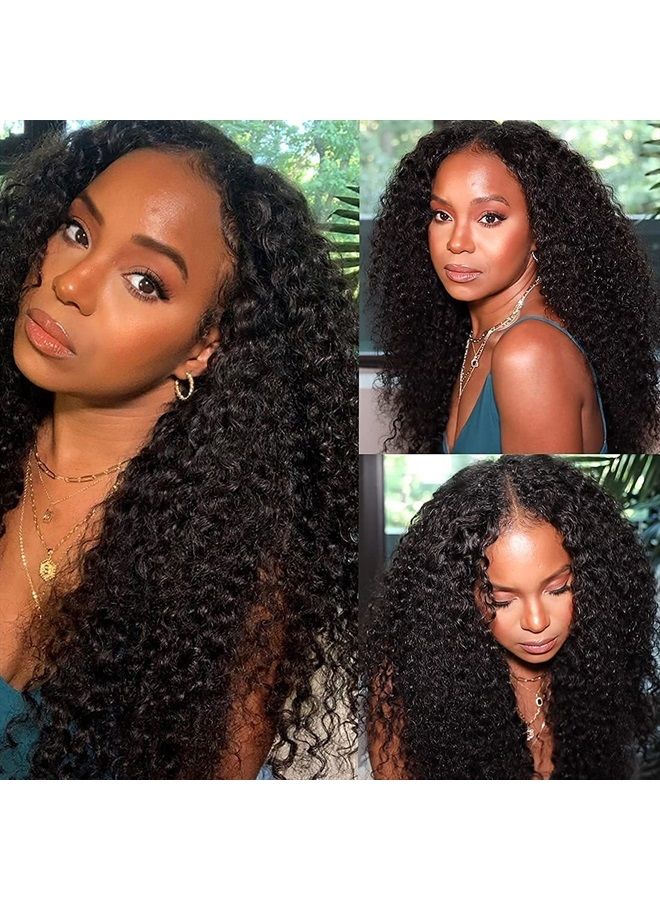 UNICE Curly U Part Wig Human Hair 4x1 inch Small Leave Out, Brazilian Glueless Human Hair Upart Wig Beginner Friendly No Sew in No Glue 180% Density 20 inch - Image 2