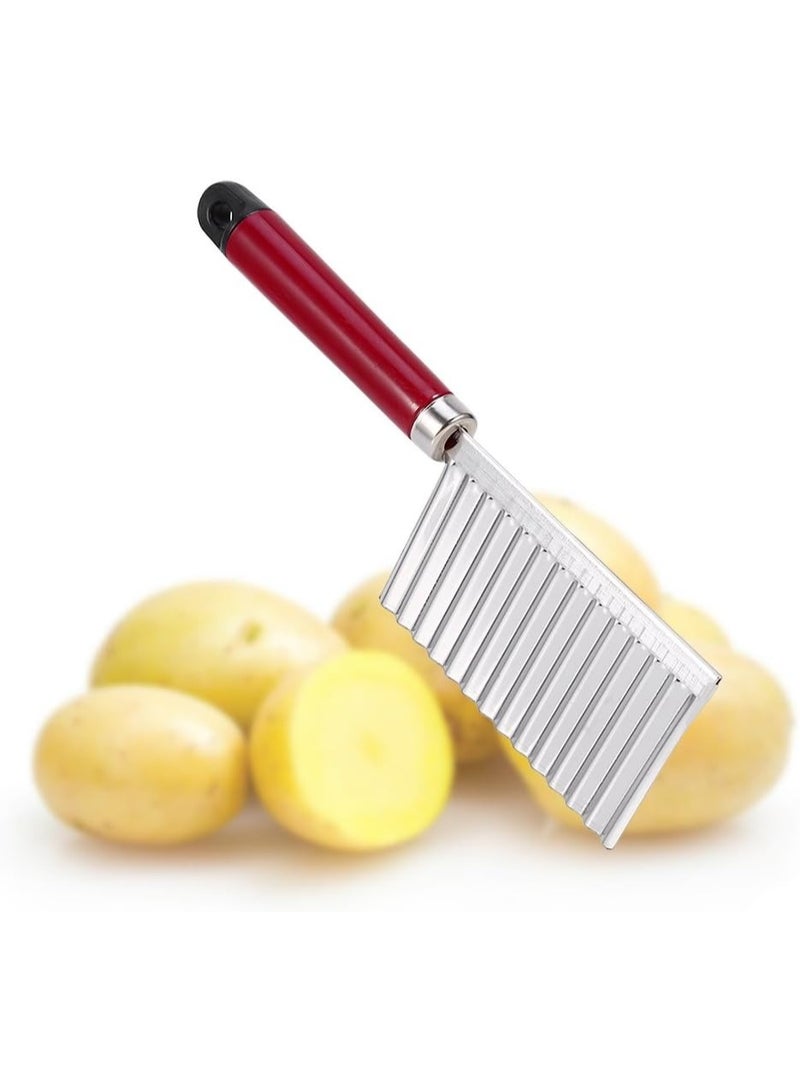 French Fry Crinkle Cutter,Wavy Potato Slicer Cutter,Vegetable Veggie Chopper Cut Knife,Cucumber Carrot Garnishing Knife, Home Kitchen Wavy Blade Cutting Tool - Image 1