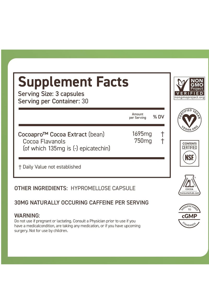CocoaVia Memory+ Brain Supplement 750 mg Cocoa Flavanols Capsules, 90 Capsules 30 Day Supply  - Image 2