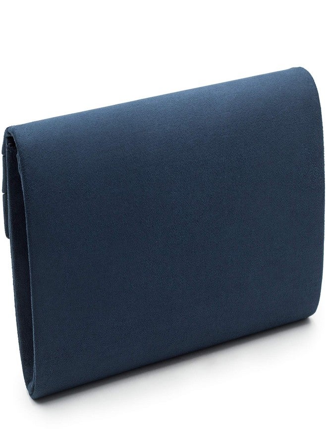Milisente Clutch Purse for Women, Suede Envelope Evening Purses Crossbody Shoulder Clutch Bag (Navy Blue) - Image 4