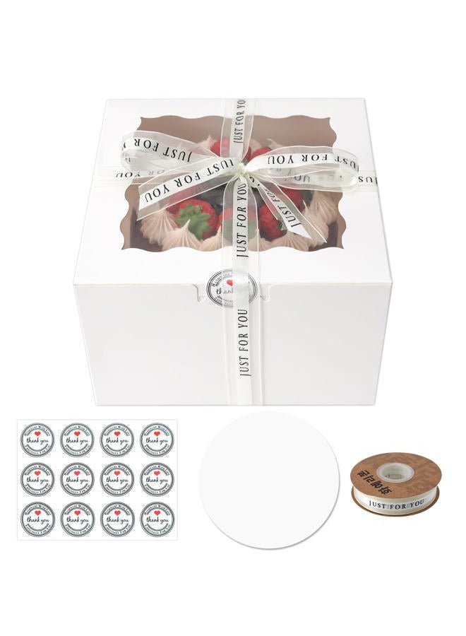 CHENZEM 28pcs Bakery Boxes 8x8x5 Inches Cookies Boxes Mini Bundt Cake Boxes Pie Boxes Cinnamon Roll Treat Boxes - Image 1