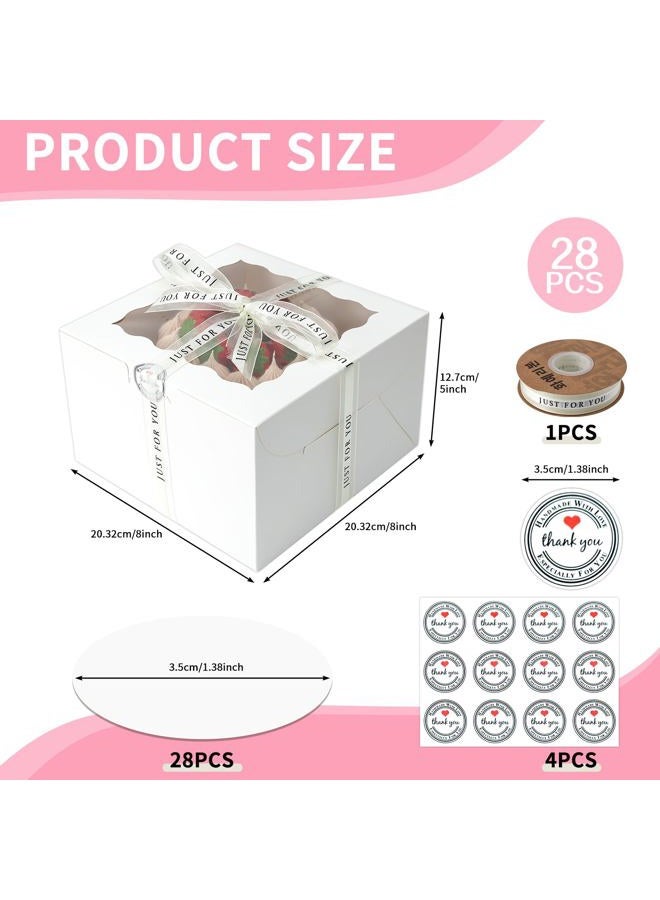 CHENZEM 28pcs Bakery Boxes 8x8x5 Inches Cookies Boxes Mini Bundt Cake Boxes Pie Boxes Cinnamon Roll Treat Boxes - Image 2