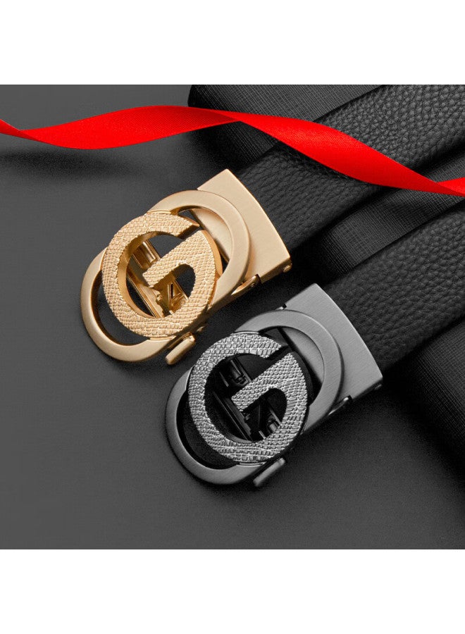 Cow Men's Belt Gift Box Set Automatic Buckle Top Layer Cowhide Business Casual Belt Lychee Pattern C-901 Gun Color - Image 4