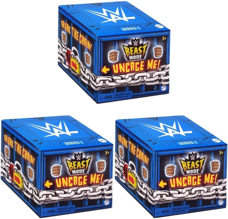 Mattel WWE Wrestling Series 2 Beast Mode Mystery Pack Blind Box with 1 Figure and 1 Beast (Pack of 3)