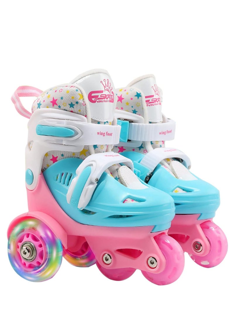 Y&D Flash Skating Shoes Kids Beginner Roller Skating Shoes Children Skates PU Leather High-top Roller Skates Breathable Roller Skates Indoor Outdoor Skating Shoes - Image 1