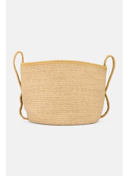 Muy Mucho Round Cotton Basket With Handle 30 Dia x 27 cm, Beige  - Image 2