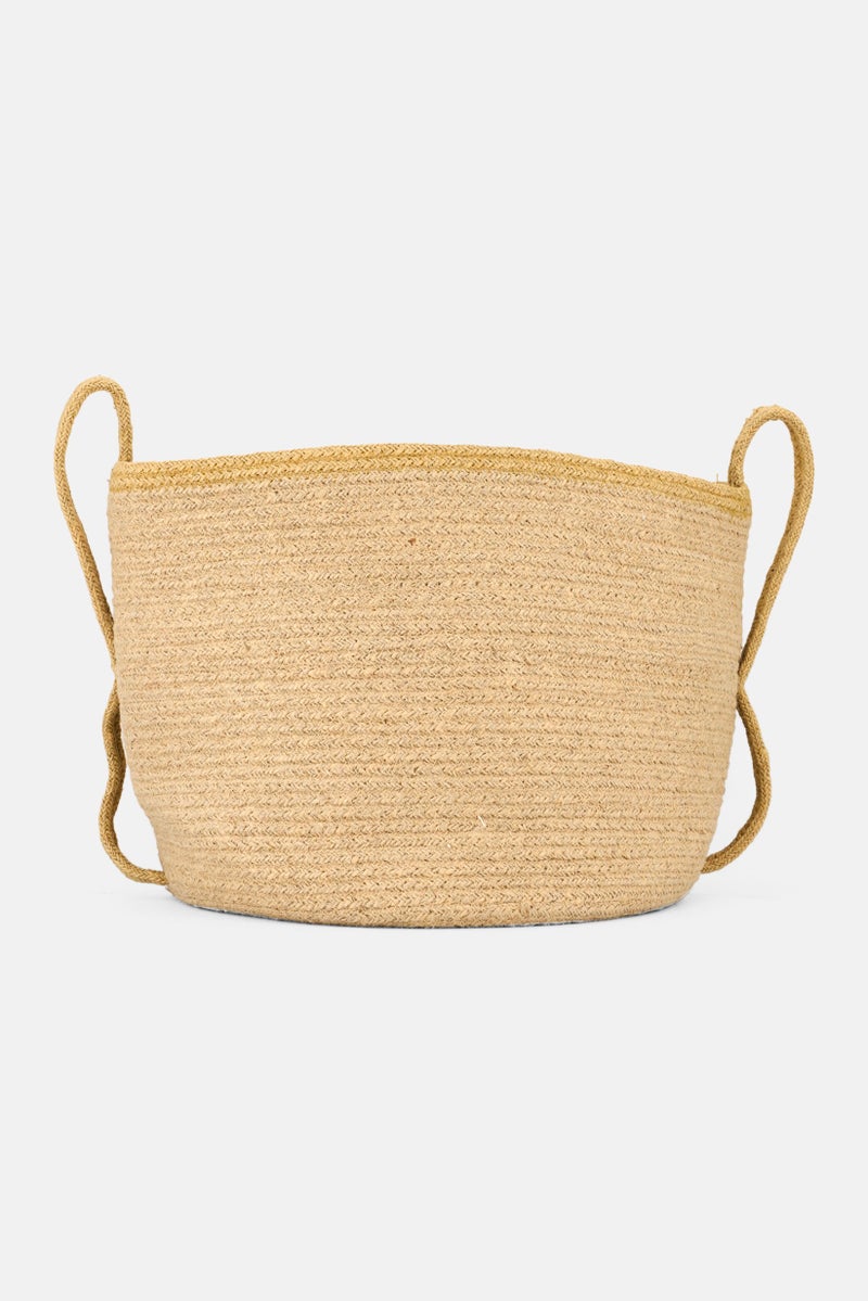 Muy Mucho Round Cotton Basket With Handle 30 Dia x 27 cm, Beige  - Image 2