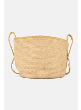 Muy Mucho Round Cotton Basket With Handle 30 Dia x 27 cm, Beige  - Image 1