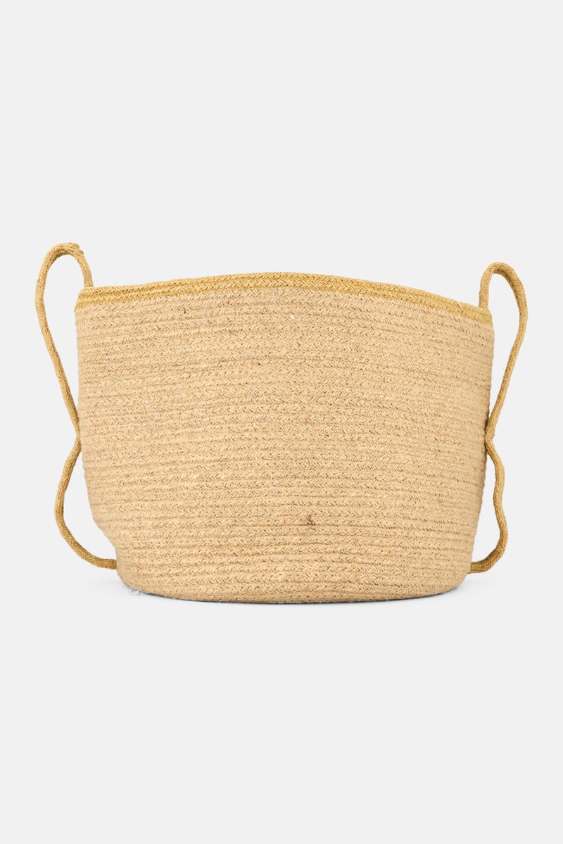 Muy Mucho Round Cotton Basket With Handle 30 Dia x 27 cm, Beige  - Image 1