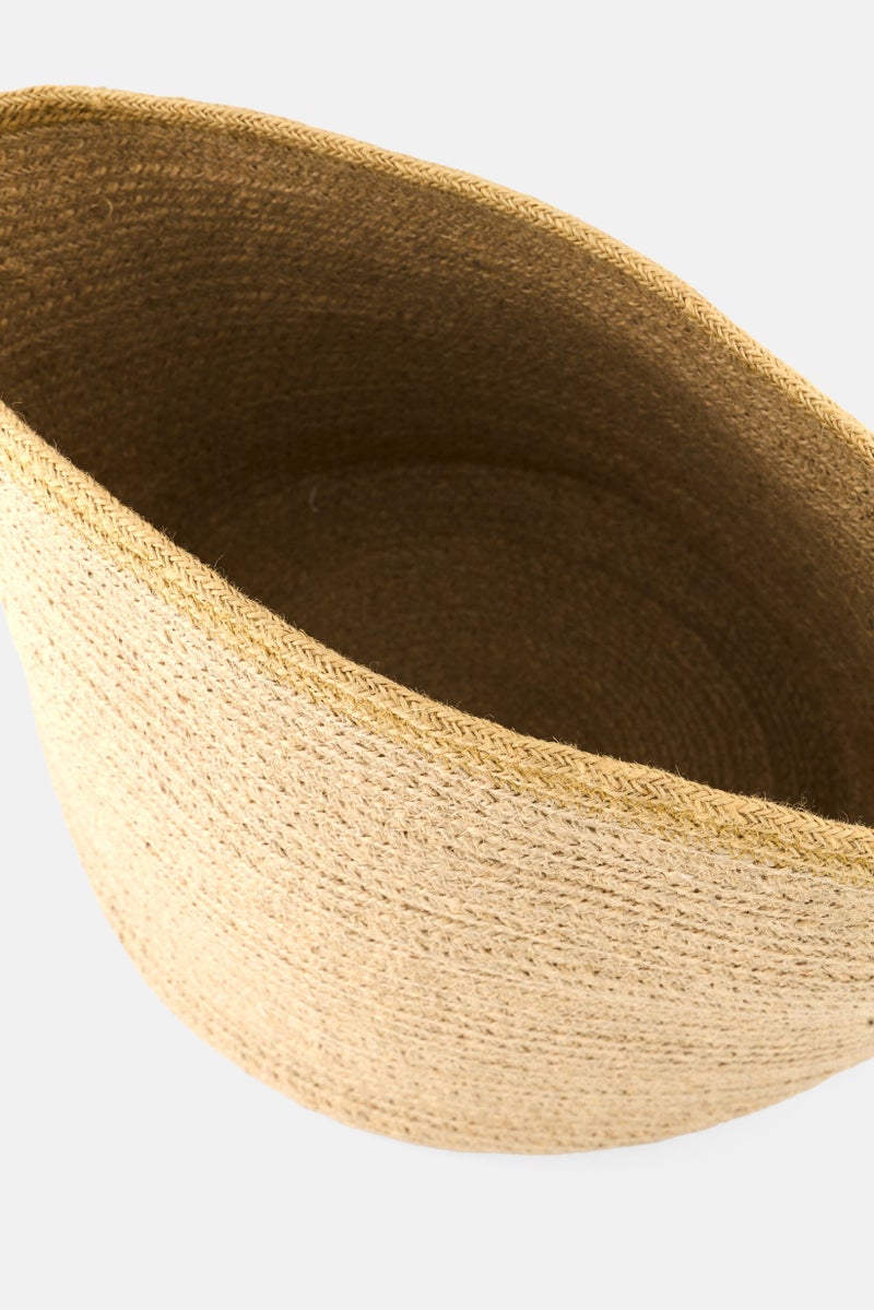 Muy Mucho Round Cotton Basket With Handle 30 Dia x 27 cm, Beige  - Image 3