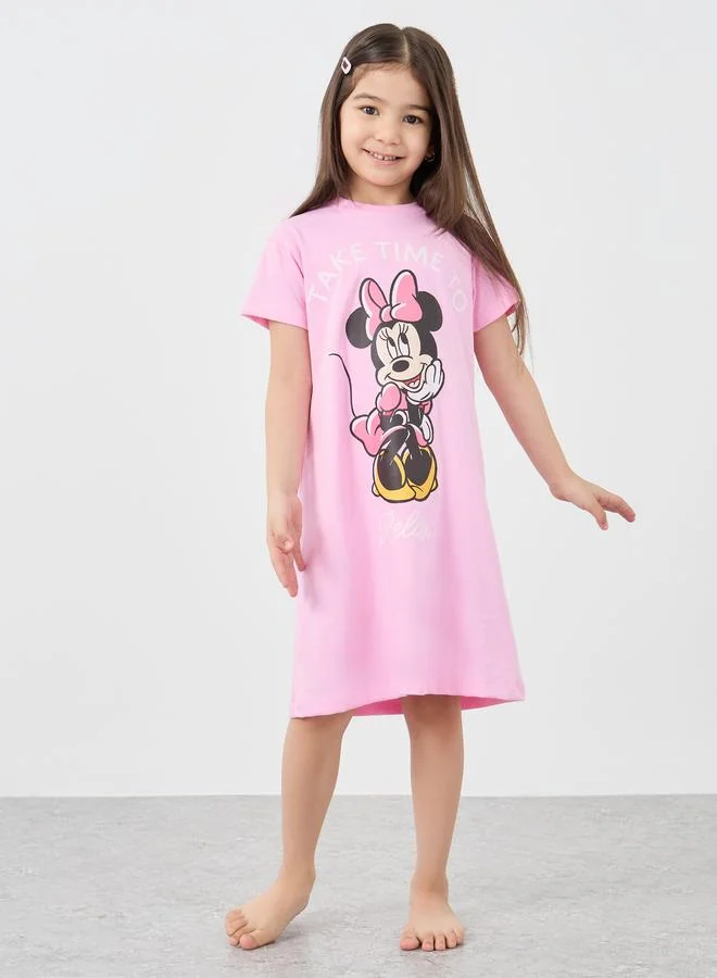 ستايلي Styli Graphic Print Short Sleeve Night Dress