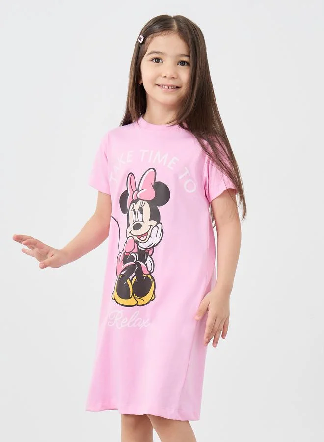 ستايلي Styli Graphic Print Short Sleeve Night Dress