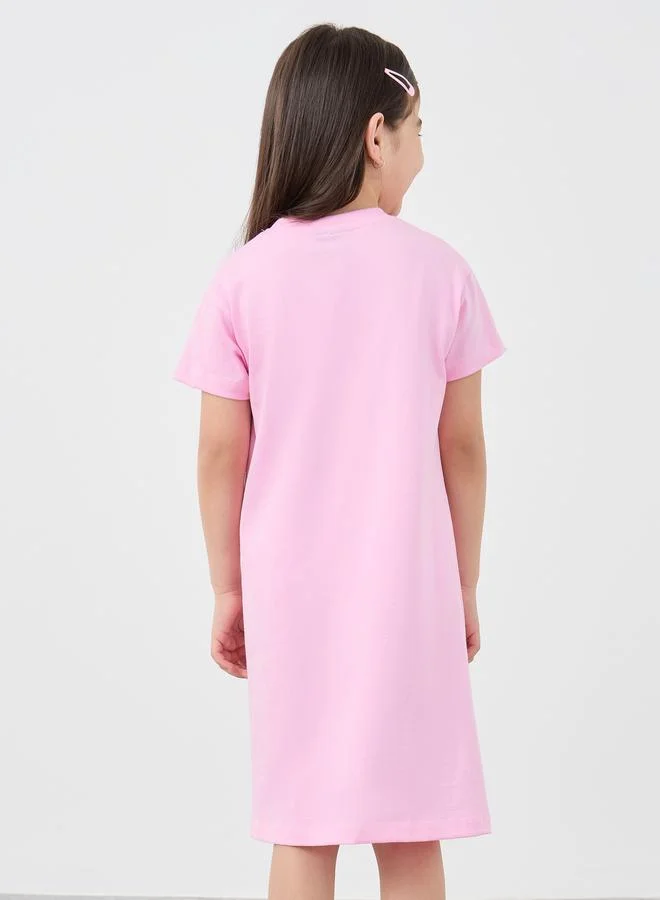 Styli Styli Graphic Print Short Sleeve Night Dress