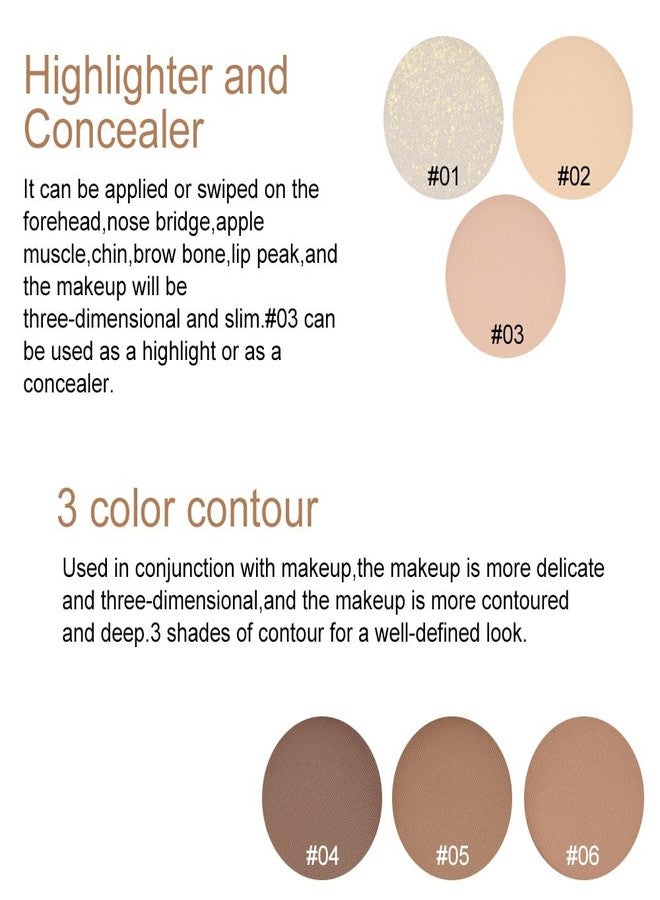 evpct 6 Colors Face Contour and Highlight Palette Face Contouring Makeup Kit for Beginners Cream Contour Palette for Mature Skin Cream Foundation Concealer Bronzer Powder Highlighter Makeup Palette - Image 2