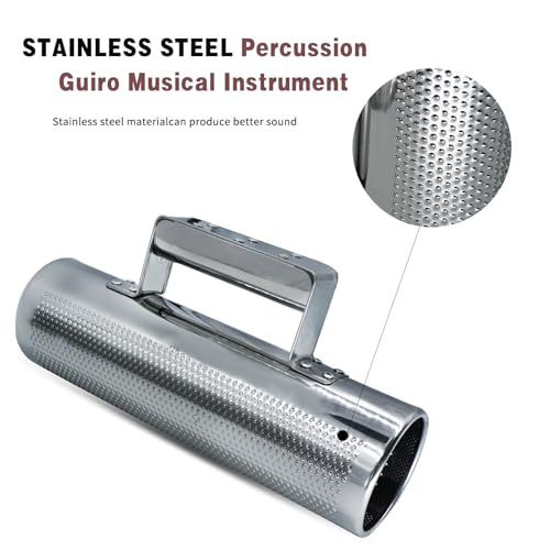 BIGBILLION Guiro Stainless Steel Guiro Instrument 8" 3" Latin Percussion Musical Shaker Instruments with Scraper for Live Performance - Image 2