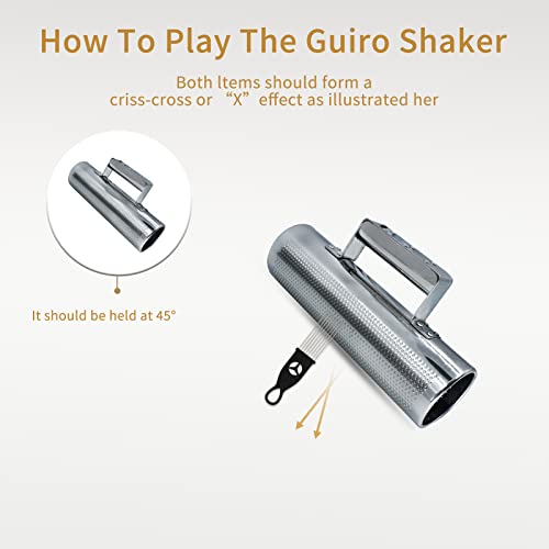 BIGBILLION Guiro Stainless Steel Guiro Instrument 8" 3" Latin Percussion Musical Shaker Instruments with Scraper for Live Performance - Image 4