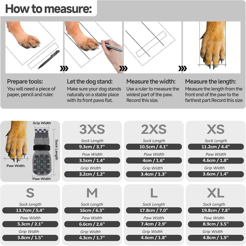 ROZKITCH 2 Pairs Double Side Anti Slip Dog Socks Paws Stop Licking, Paw Protectors Warm Socks Anti Chew Dog Paw Covers Stretchy Grip Socks for Senior Dogs Outdoor Labrador Retriever Grey XL - Image 2