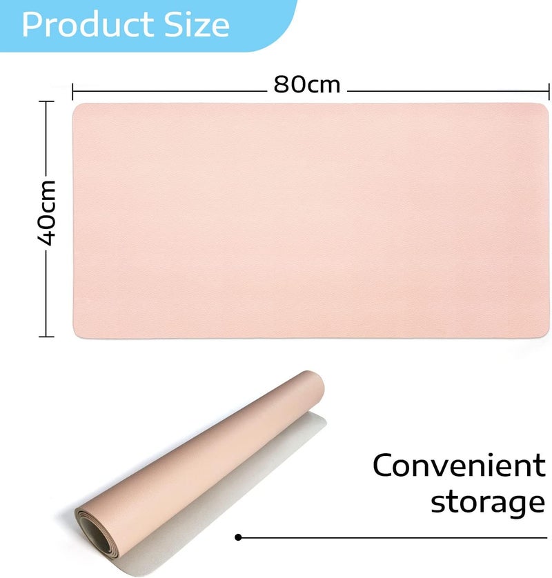 SKY-TOUCH Multifunctional Desk Pad 80X40Cm, Leather Computer Mouse Pad Office Desk Mat Extended Gaming Mouse Pad, Non-Slip Waterproof Dual-Side Use Desk Mat Protector (Pink/White) - Image 5
