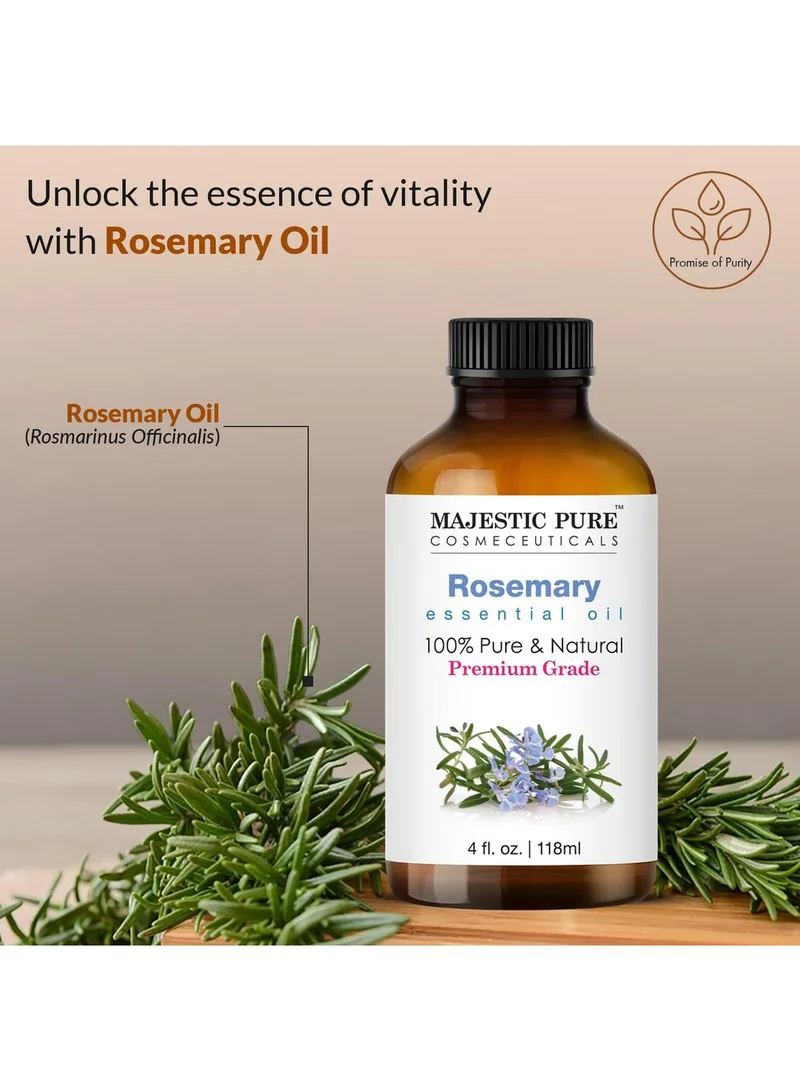 Majestic Pure  Rosemary Essential Oil - Pure and Natural Aromatherapy Oil - Therapeutic Grade, 4 fl. oz.  | Best Price UAE