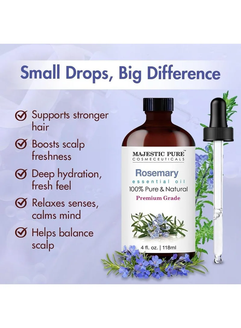 Majestic Pure  Rosemary Essential Oil - Pure and Natural Aromatherapy Oil - Therapeutic Grade, 4 fl. oz.  | Best Price UAE