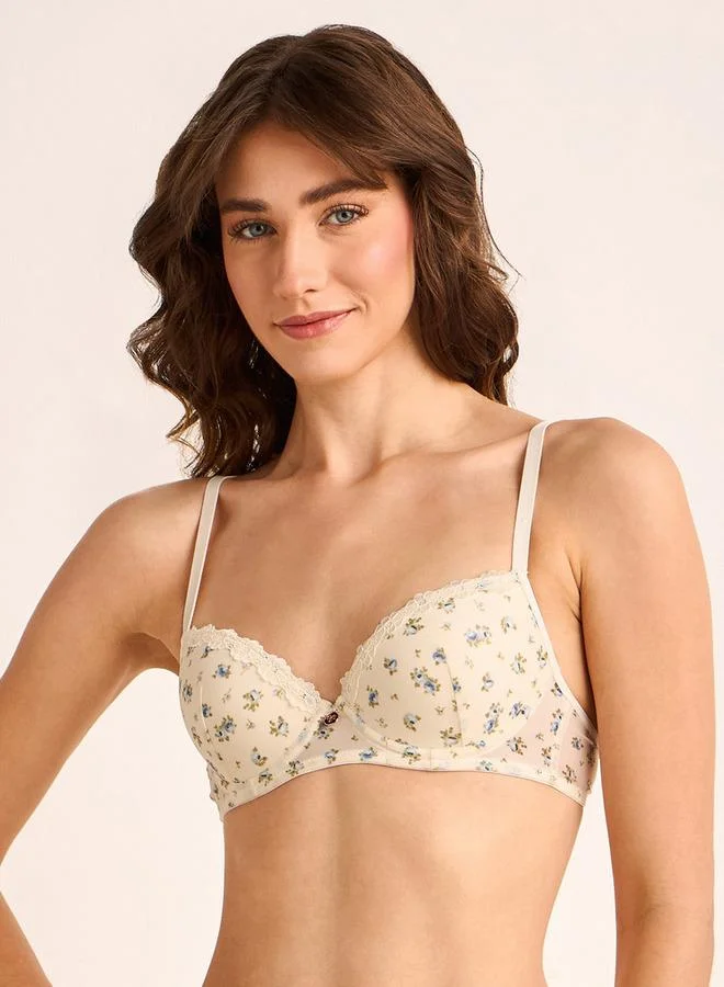 Splash FAV Demi Bra with Floral Print Mesh