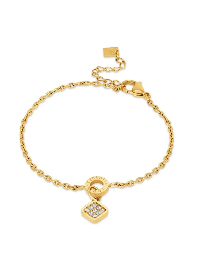 شيروتي 1881 سوار سلسلة كريستال مطلي بالذهب من الفولاذ المقاوم للصدأ ناديا للنساء  مم