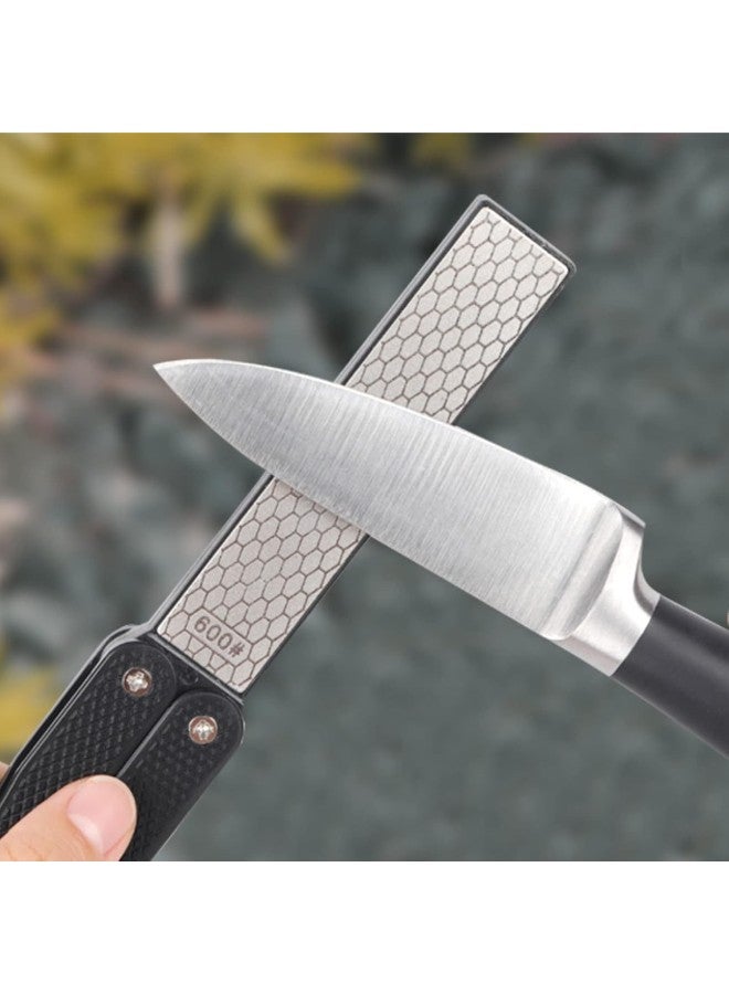 Double Sided Sharpening Stone Diamond Knife Whetstone Sharpener Anti?Slip Pocket Garden Tool for Kitchen Knives, Scissors, Chopper (Black) - Image 1