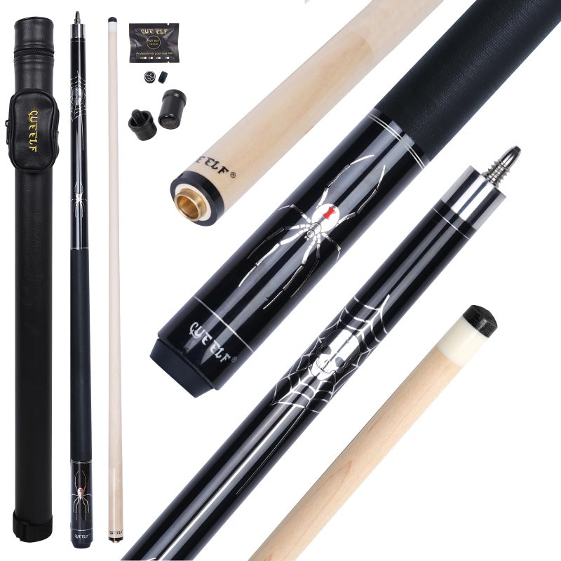 CUEELF Pool Cue Stick for Adults Professional Low Deflection Shaft Billiard Stick 125mm Tip Canadian Maple Pool Cue Stick with Titanium Alloy Joint SPDXBlackSet 195 oz - Image 2