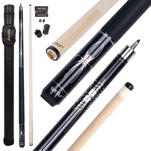 CUEELF Pool Cue Stick for Adults Professional Low Deflection Shaft Billiard Stick 125mm Tip Canadian Maple Pool Cue Stick with Titanium Alloy Joint SPDXBlackSet 195 oz - Image 1