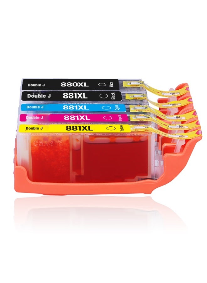 Shuangjie Pgi-880 Ink Cartridge 5-color Set Compatible With Canon Ts8380, Ts6180, Ts9180, Ts8180, Tr8580, 6280 Cli-881xl Printer Ink Cartridges