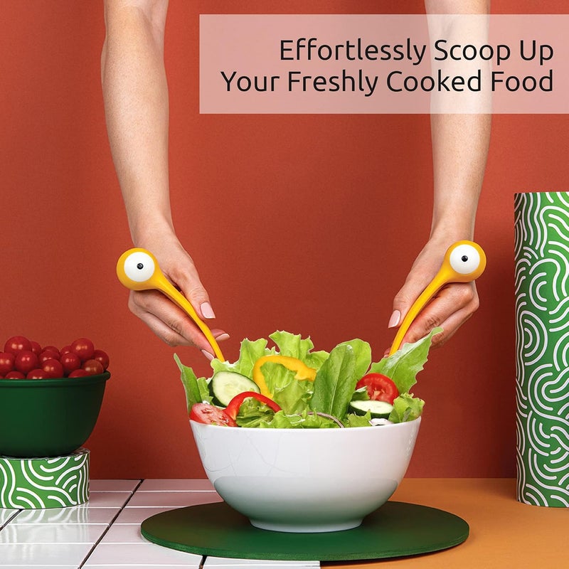 OTOTO أدوات تقديم المعكرونة والسلطة من أوتوتو خالية من BPA أدوات مطبخ ممتعة مجموعة ملعقة وشوكة سلطة آمنة للطعام 100 1193x 339 x 224 بوصة - Image 5