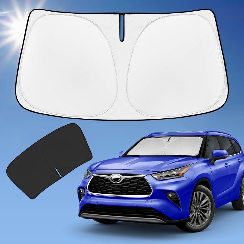 ZOIBV for Toyota Highlander 20202024 2025 2026 Sun Shade Sunshade Windshield Cover 4Layer Front Window Shade Custom Fit Highlander L LE XLE Limited Platinum Sun Visor 240T Fabric Car Accessories - Image 2