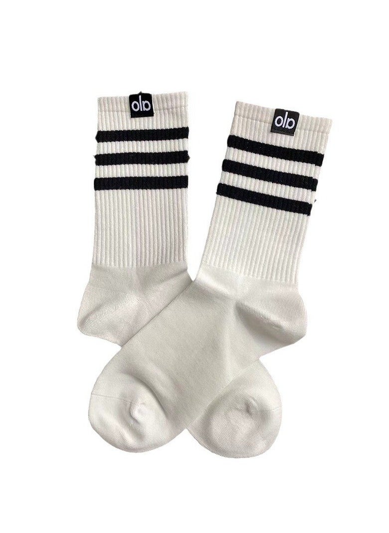 alo - ALO Classic White Cotton Three-Ribbon Jogger Tights Set of Three - Image 1