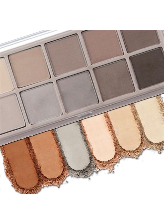 10 Colors Eyeshadow Palette,Highly Pigmented Matte Eyeshadow Cement Color Eye shadow Shades Waterproof Cool-tone Eye Makeup Palette Velvety Texture Neutral Eyeshadow,04#