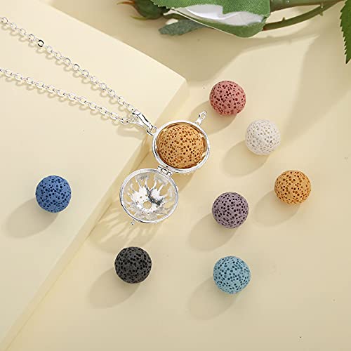INFUSEU Aromatherapy Gifts Sunflower Necklaces for Women Essential Oil Diffuser Jewelry Lava Rock Stone Pendant Aroma Perfume Spiritual Items for Meditation Yoga - Image 4