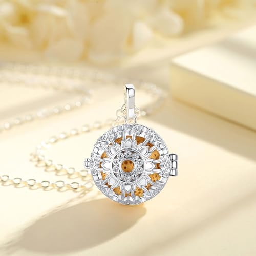 INFUSEU Aromatherapy Gifts Sunflower Necklaces for Women Essential Oil Diffuser Jewelry Lava Rock Stone Pendant Aroma Perfume Spiritual Items for Meditation Yoga - Image 3