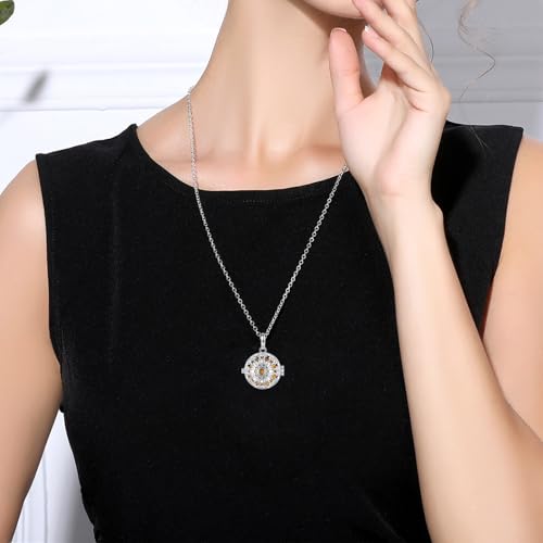 INFUSEU Aromatherapy Gifts Sunflower Necklaces for Women Essential Oil Diffuser Jewelry Lava Rock Stone Pendant Aroma Perfume Spiritual Items for Meditation Yoga - Image 2