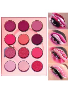 DE'LANCI Pink Purple Eyeshadow Palette, 12 Colors High Pigment Matte Shimmer Barbie Eye Shadow Makeup Pallet, Small Bright Peach Red Eyeshadow Pallets, Long Lasting Shades for Girl Women Summer Travel  - Image 1