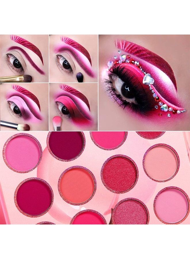 DE'LANCI Pink Purple Eyeshadow Palette, 12 Colors High Pigment Matte Shimmer Barbie Eye Shadow Makeup Pallet, Small Bright Peach Red Eyeshadow Pallets, Long Lasting Shades for Girl Women Summer Travel - Image 2