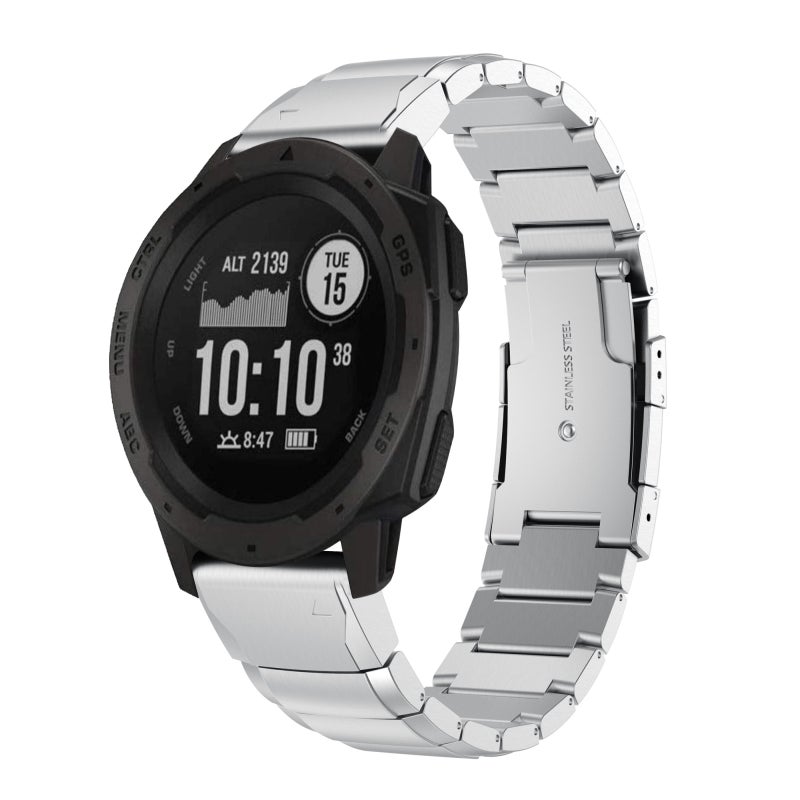 S-TOP For Garmin Instinct 22mm Tortoise Shell Stainless Steel Watch Band(Silver) - Image 1