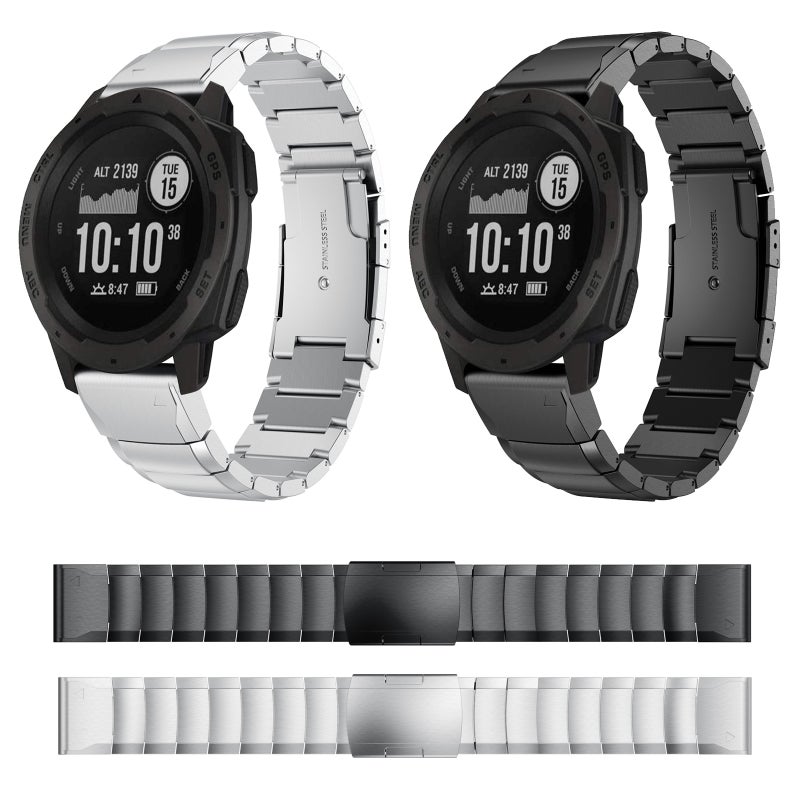 S-TOP For Garmin Instinct 22mm Tortoise Shell Stainless Steel Watch Band(Silver) - Image 3