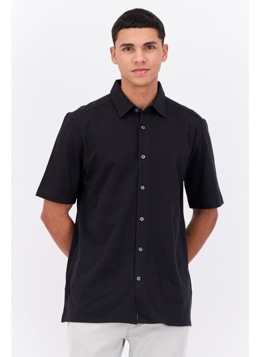 French Connection Men Regular Fit Short Sleeve Solid Polo Shirts, Black  - Image 1