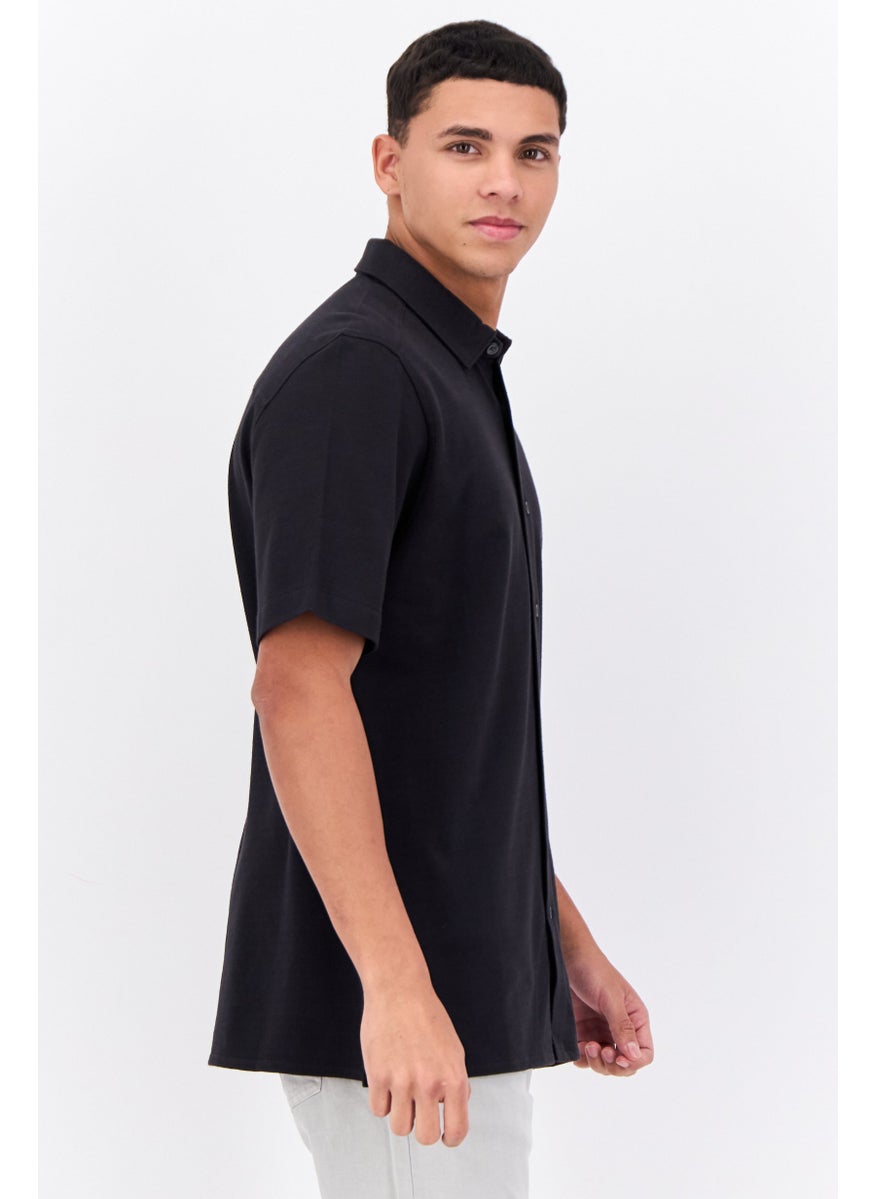 French Connection Men Regular Fit Short Sleeve Solid Polo Shirts, Black  - Image 2