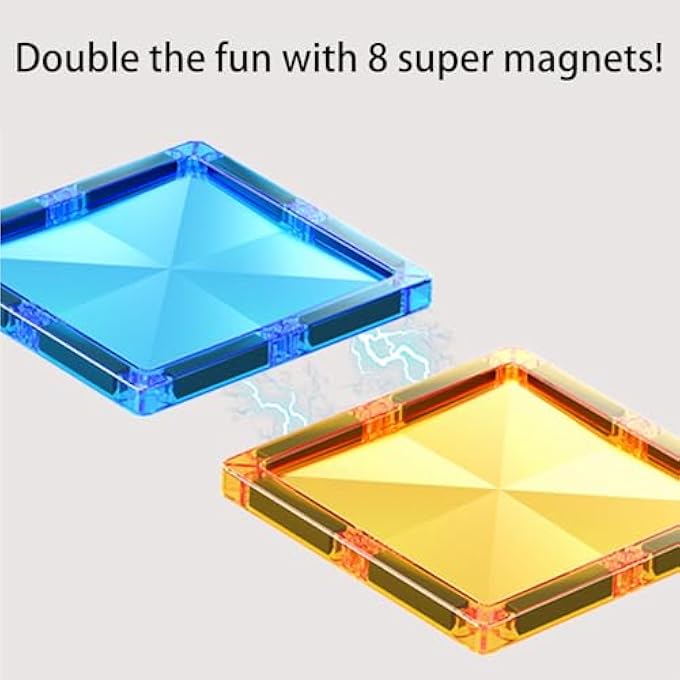 MAGNETIC TILES,100PCS 3D BUILDING BLOCKS W/ 1 CAR, MAGNETS BUILDING SET FOR KIDS, CONSTRUCTION STEM STACKING TOYS,MAGNETS TOY GIFT FOR TODDLERS, BOYS AND GIRLS AGES 3 4 5 6 7 8 9+ YEAR OLD - Image 4