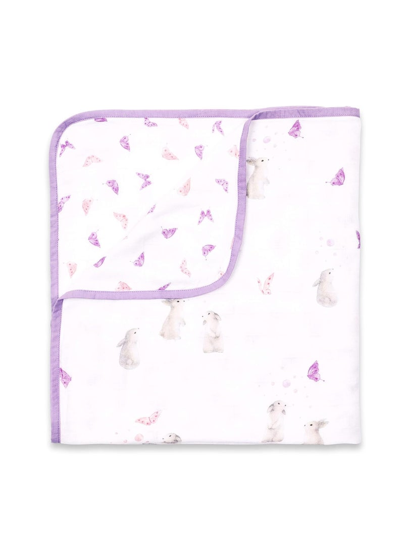 Masilo Masilo Bamboo Muslin made with one of The softest fabrics Modern Newborn Baby Blanket - Bunny Purple Lilac (Pack of 1) 