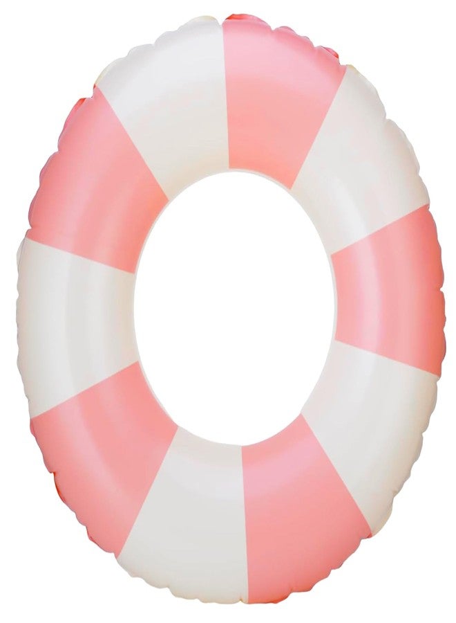 Taeku Inflatable Swimming Ring - Durable Striped Pool Float for Adults, Large Swim Tube for Beach, Summer Water Fun, Perfect for Pool Parties Relaxation (Pink) - Image 1